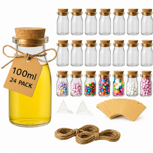 Glass jars with cork lids - with,